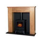 Adam New England Stove Fireplace (Oak and Black) + Hudson Electric Stove (Black, 48 Inches)
